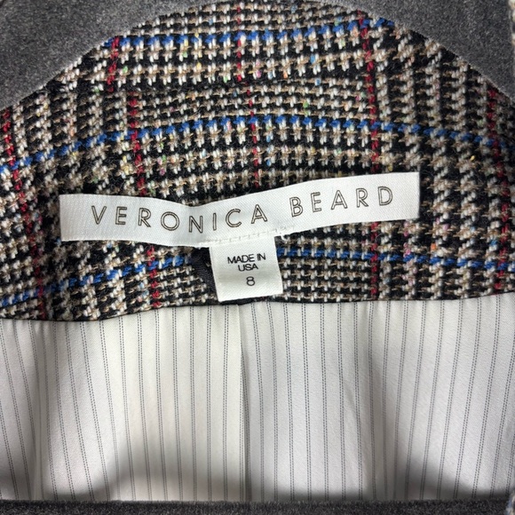 Veronica Beard Beacon Double Breasted Dickey Blazer Jacket Check Size 8 - Picture 6 of 7